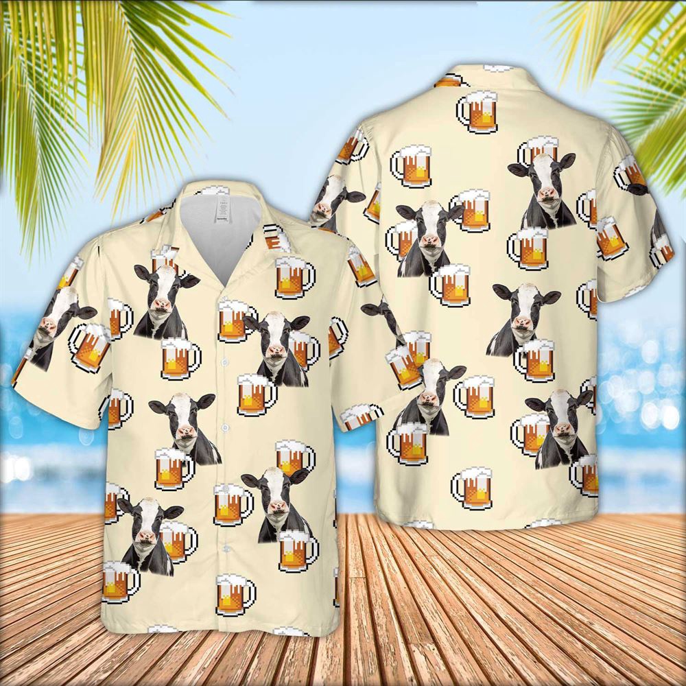 Farm Hawaiian Shirt Holstein Cattle Drink Beer Pattern Hawaiian Shirt Animal Hawaiian Shirt 1 d7i9cz.jpg