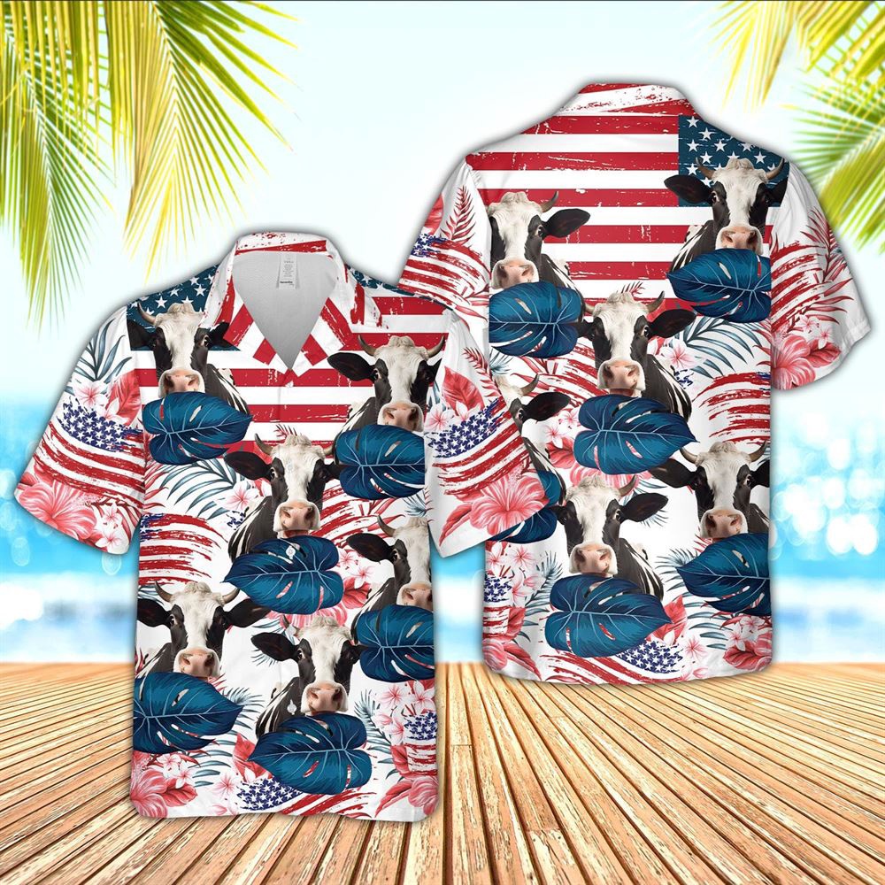 Farm Hawaiian Shirt Holstein Cattle Hibiscus Pattern Us Flag 3D Hawaiian Shirt Animal Hawaiian Shirt 1 p6fesl.jpg Farm Hawaiian Shirt Holstein Cattle Hibiscus Pattern Us Flag 3D Hawaiian Shirt Animal Hawaiian Shirt 1 p6fesl.jpg