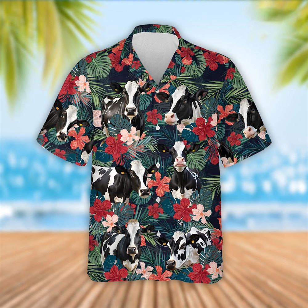 Farm Hawaiian Shirt Holstein Cattle Red Tropical Flowers Hawaiian Shirt Summer Gift Animal Hawaiian Shirt 1 pmksyk.jpg Farm Hawaiian Shirt Holstein Cattle Red Tropical Flowers Hawaiian Shirt Summer Gift Animal Hawaiian Shirt 1 pmksyk.jpg