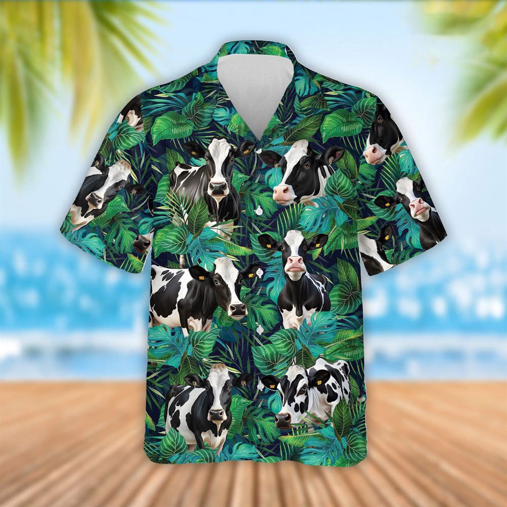 Farm Hawaiian Shirt Holstein Cattle Tropical Leaves Hawaiian Shirt Summer Gift Animal Hawaiian Shirt 1 gmdr83.jpg
