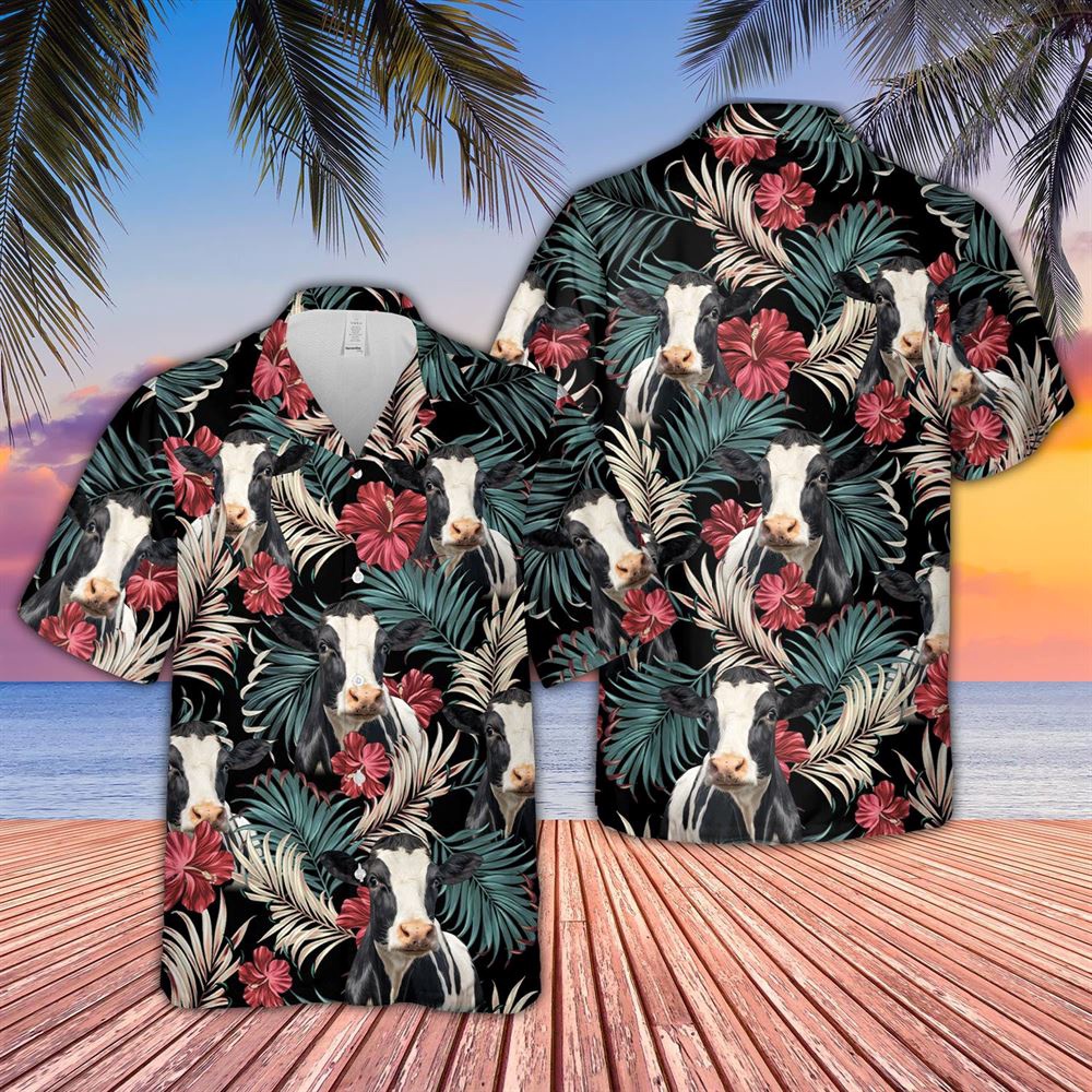 Farm Hawaiian Shirt Holstein Dark Red Flowers Pattern Hawaiian Shirt Animal Hawaiian Shirt 1 a3yagi.jpg