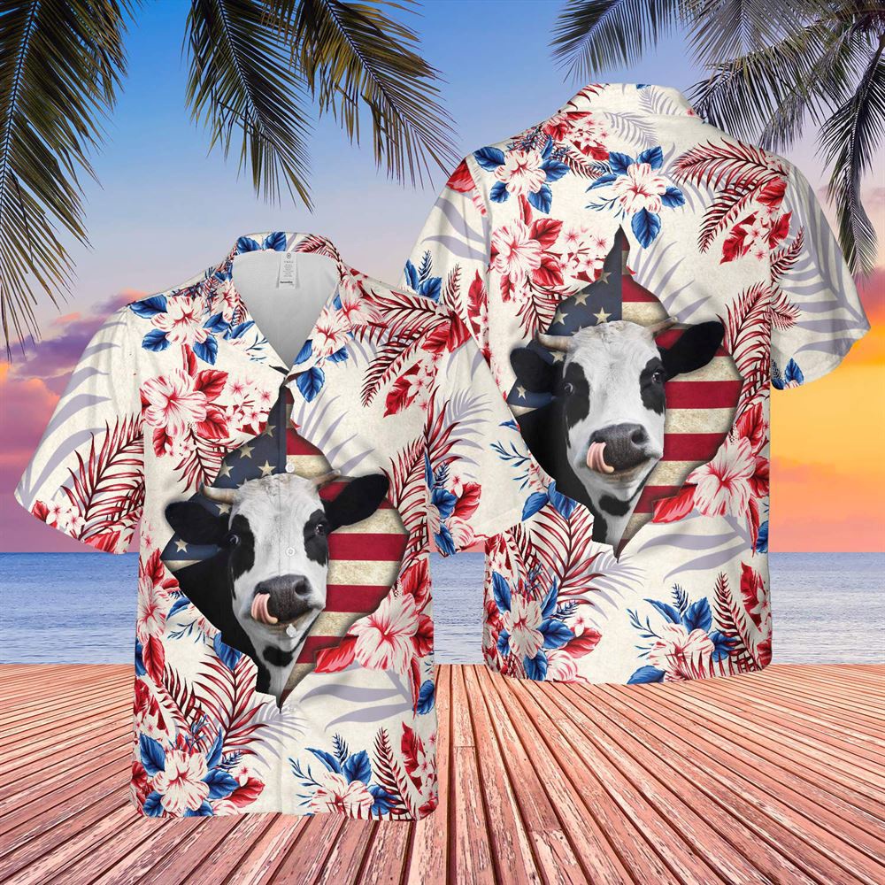 Farm Hawaiian Shirt Holstein Face Hibiscus Flower All Over Printed 3D Hawaiian Shirt Animal Hawaiian Shirt 1 ufp5zv.jpg