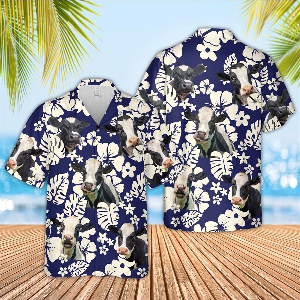 Farm Hawaiian Shirt Holstein Flower Blue Pattern 3D Hawaiian Shirt Animal Hawaiian Shirt 1 q9ojkm.jpg