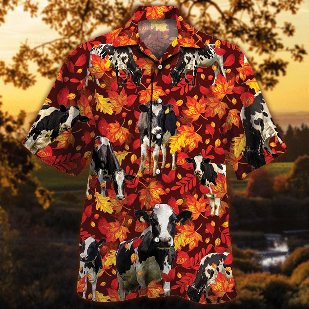 Farm Hawaiian Shirt Holstein Friesian Cattle Autumn Leaves All Over Printed 3D Hawaiian Shirt Animal Hawaiian Shirt 1 xoeycs.jpg Farm Hawaiian Shirt Holstein Friesian Cattle Autumn Leaves All Over Printed 3D Hawaiian Shirt Animal Hawaiian Shirt 1 xoeycs.jpg