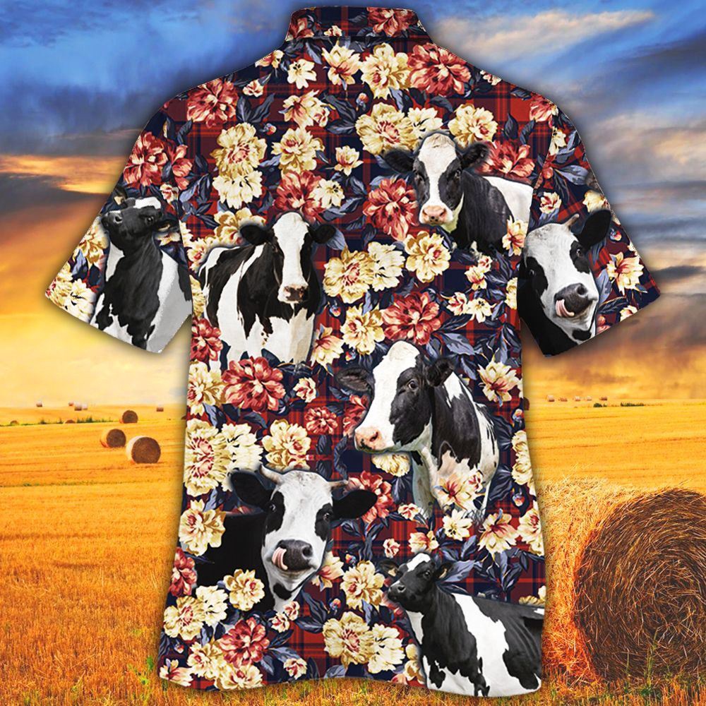 Farm Hawaiian Shirt Holstein Friesian Cattle Red Plaid Pattern All Over Printed 3D Hawaiian Shirt Animal Hawaiian Shirt 2 sgnxel.jpg