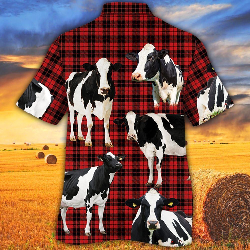 Farm Hawaiian Shirt Holstein Friesian Cattle Red Tartan Pattern All Over Printed 3D Hawaiian Shirt Animal Hawaiian Shirt 2 cbkncg.jpg