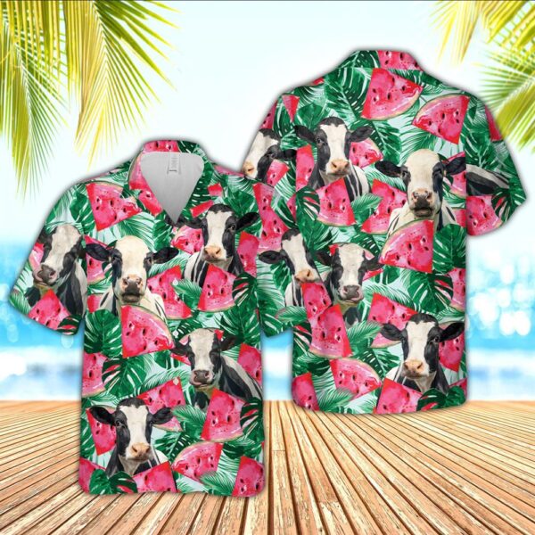 Farm Hawaiian Shirt, Holstein Watermelon 3D Hawaiian Shirt, Animal Hawaiian Shirt