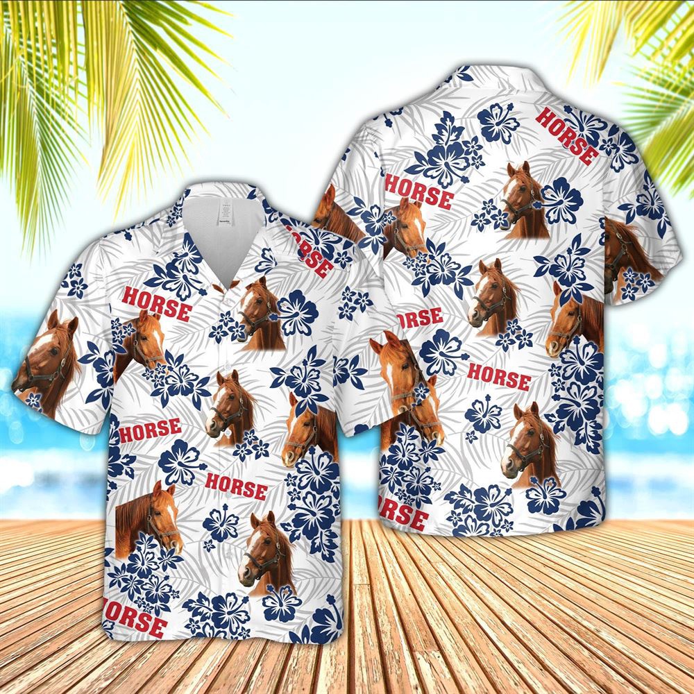 Farm Hawaiian Shirt Horse American White Flowers Pattern Hawaiian Shirt Animal Hawaiian Shirt 1 vupoze.jpg
