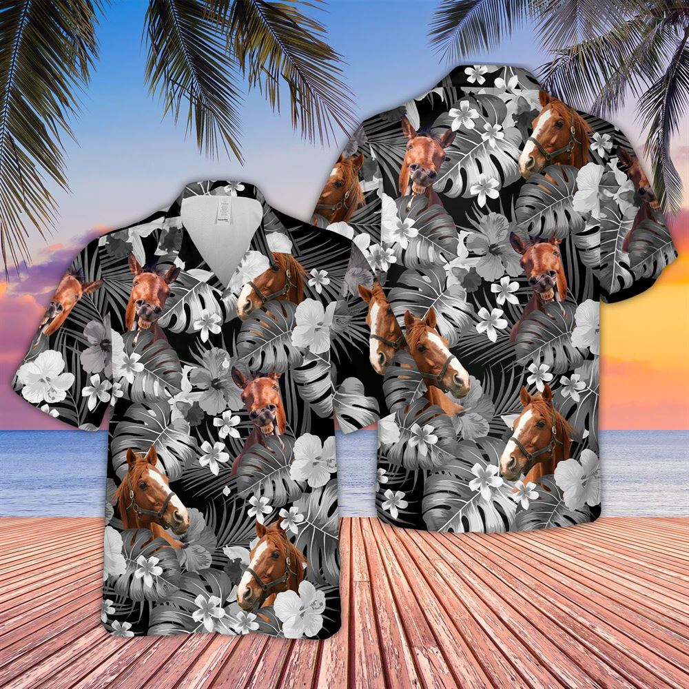 Farm Hawaiian Shirt Horse Grey 3D Hawaiian Shirt Animal Hawaiian Shirt 1 ttes97.jpg