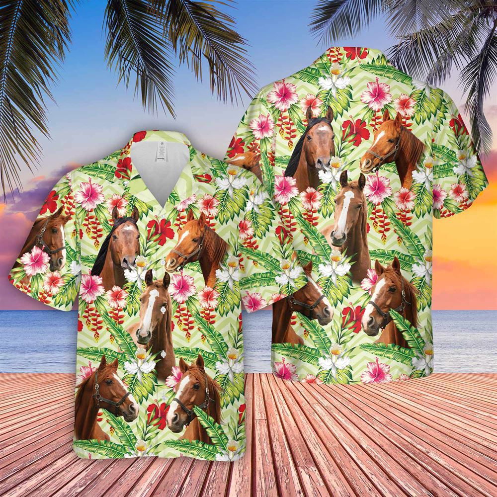 Farm Hawaiian Shirt Horse Hibicus Floral 3D Hawaiian Shirt Animal Hawaiian Shirt 1 l4ahlv.jpg