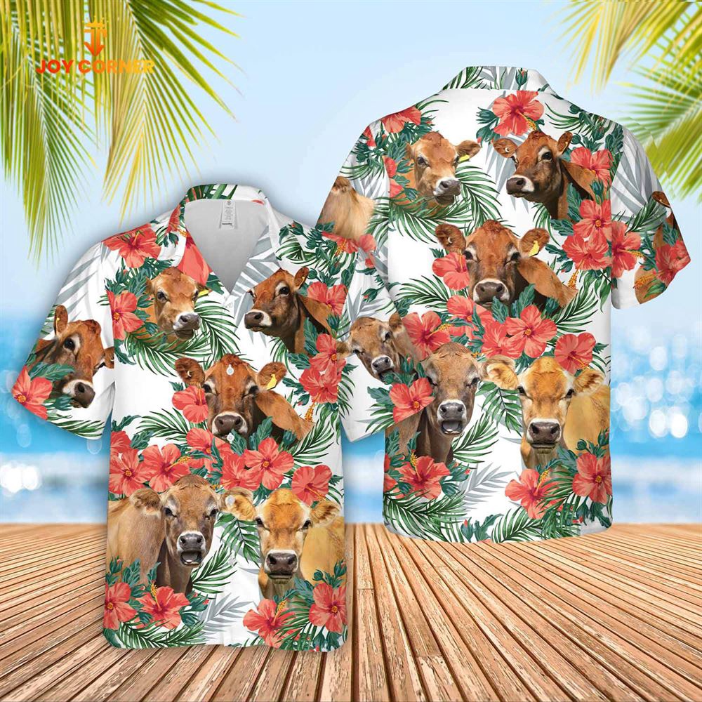 Farm Hawaiian Shirt Jersey Cattle Hibucis Flower Pattern 3D Hawaiian Shirt Animal Hawaiian Shirt 1 fqqyvm.jpg