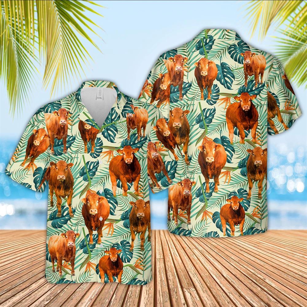 Farm Hawaiian Shirt Limousin Green Pattern 3D Hawaiian Shirt Animal Hawaiian Shirt 1 a6ehdg.jpg