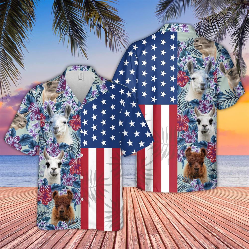 Farm Hawaiian Shirt Llama Flower Pattern American 3D Hawaiian Shirt Animal Hawaiian Shirt 1 a8d4vt.jpg