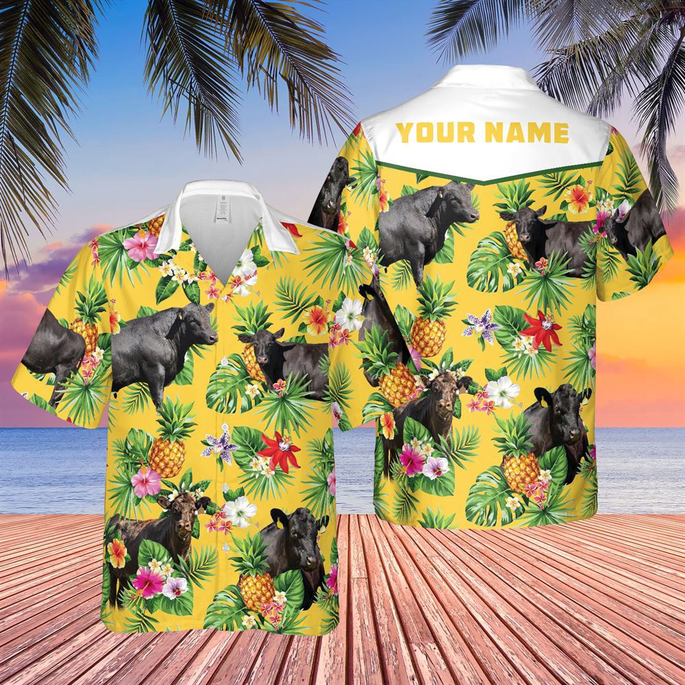 Farm Hawaiian Shirt Personalized Name Black Angus Cattle Pineapples All Over Printed 3D Hawaiian Shirt Animal Hawaiian Shirt 1 f1c2rj.jpg