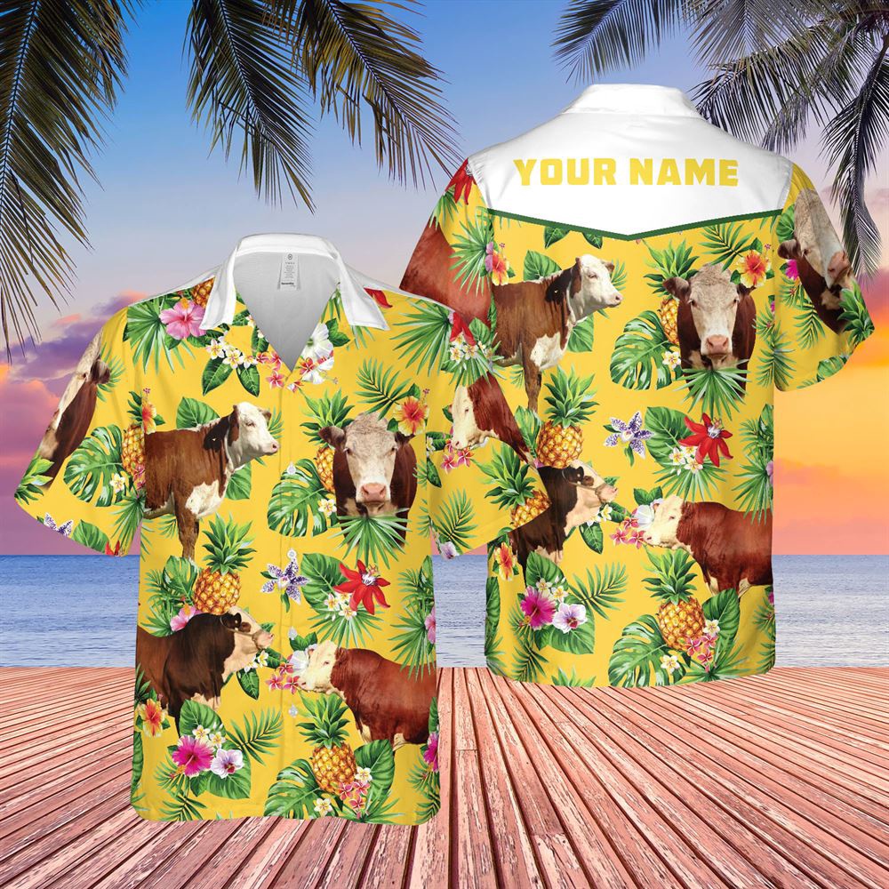 Farm Hawaiian Shirt Personalized Name Hereford Cattle Pineapples All Over Printed 3D Hawaiian Shirt Animal Hawaiian Shirt 1 beh935.jpg Farm Hawaiian Shirt Personalized Name Hereford Cattle Pineapples All Over Printed 3D Hawaiian Shirt Animal Hawaiian Shirt 1 beh935.jpg