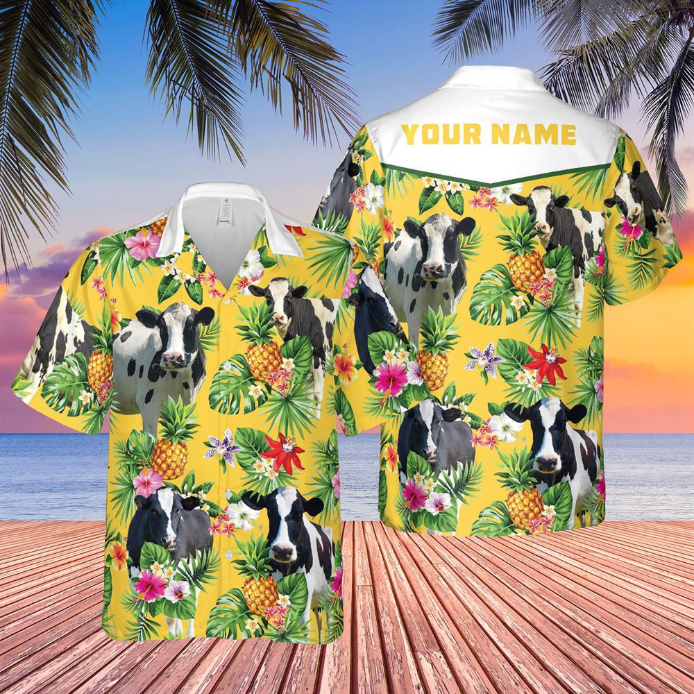 Farm Hawaiian Shirt Personalized Name Holstein Friesian Cattle Pineapples All Over Printed 3D Hawaiian Shirt Animal Hawaiian Shirt 1 gyp6km.jpg