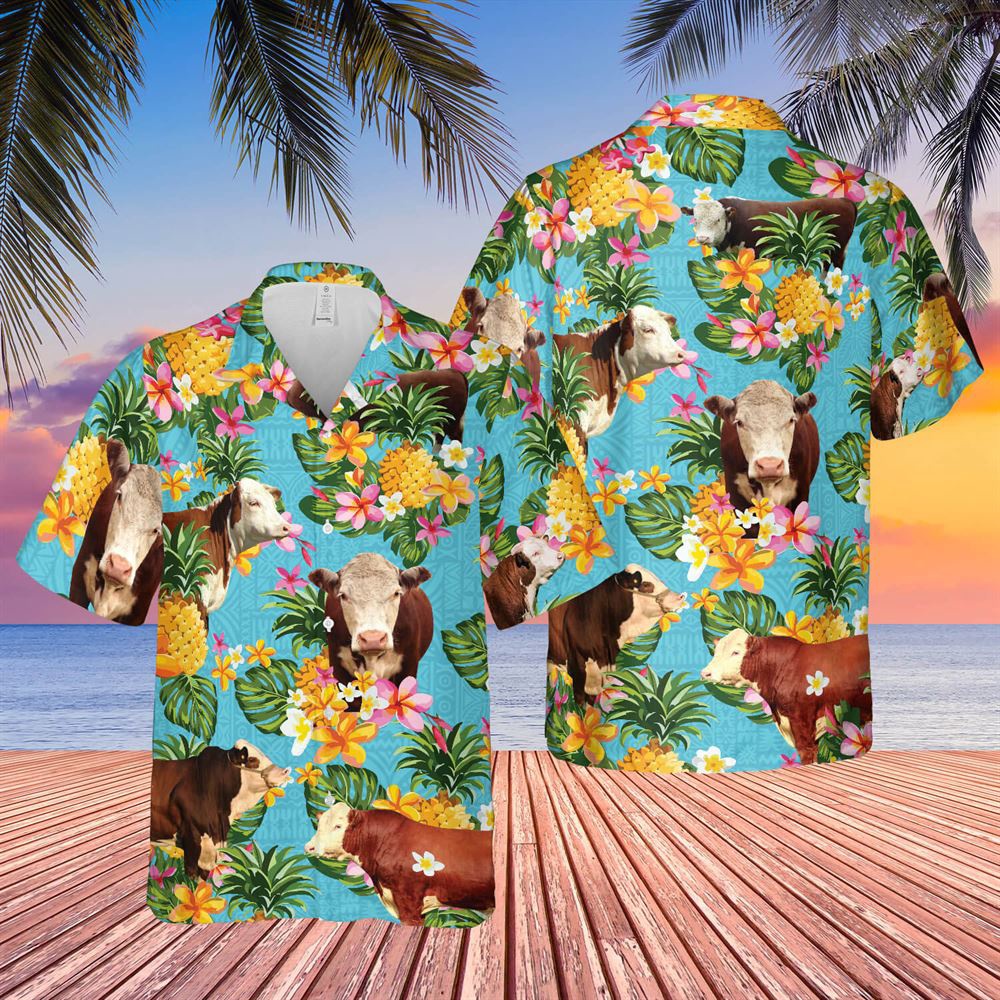 Farm Hawaiian Shirt Pineapple Hawaiian Theme For Hereford Cattle Lovers All 3D Printed Hawaiian Shirt Animal Hawaiian Shirt 1 qmg0j1.jpg