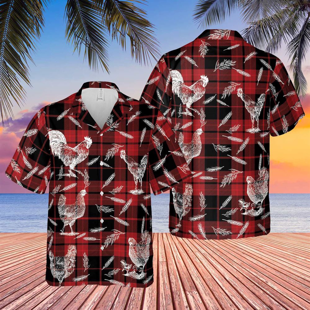 Farm Hawaiian Shirt Plaid Pattern Chicken All Over Printed 3D Hawaiian Shirt Animal Hawaiian Shirt 1 xxtyss.jpg