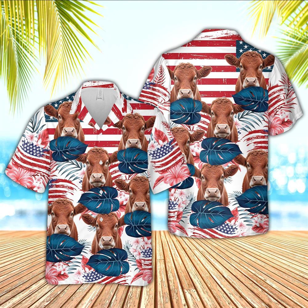 Farm Hawaiian Shirt Red Angus Cattle Hibiscus Pattern Us Flag 3D Hawaiian Shirt Animal Hawaiian Shirt 1 hsh08q.jpg Farm Hawaiian Shirt Red Angus Cattle Hibiscus Pattern Us Flag 3D Hawaiian Shirt Animal Hawaiian Shirt 1 hsh08q.jpg
