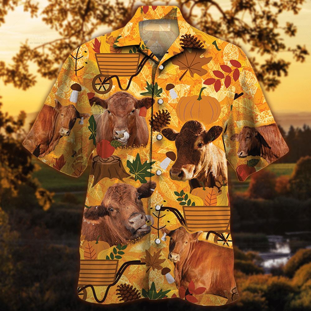 Farm Hawaiian Shirt Red Angus Cattle Nature Autumn Pumpkin All Over Printed 3D Hawaiian Shirt Animal Hawaiian Shirt 1 awxr8s.jpg