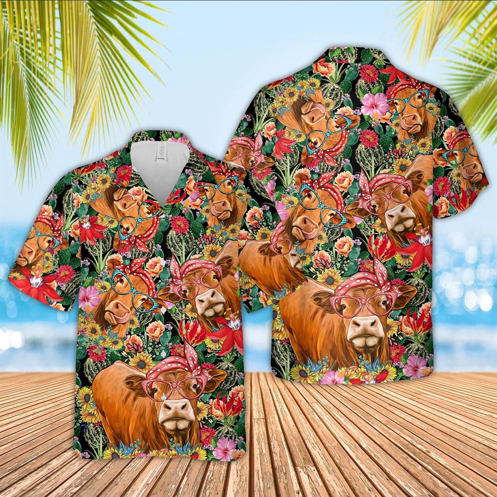 Farm Hawaiian Shirt Red Angus Cow And Flower Drawing Hawaiian Shirt Animal Hawaiian Shirt 1 dpjnqi.jpg