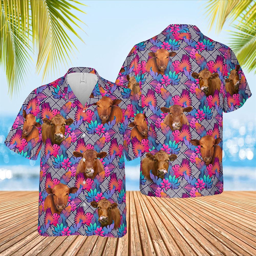 Farm Hawaiian Shirt Red Angus Face Leaf Pattern 3D Hawaiian Shirt Animal Hawaiian Shirt 1 fje7u5.jpg