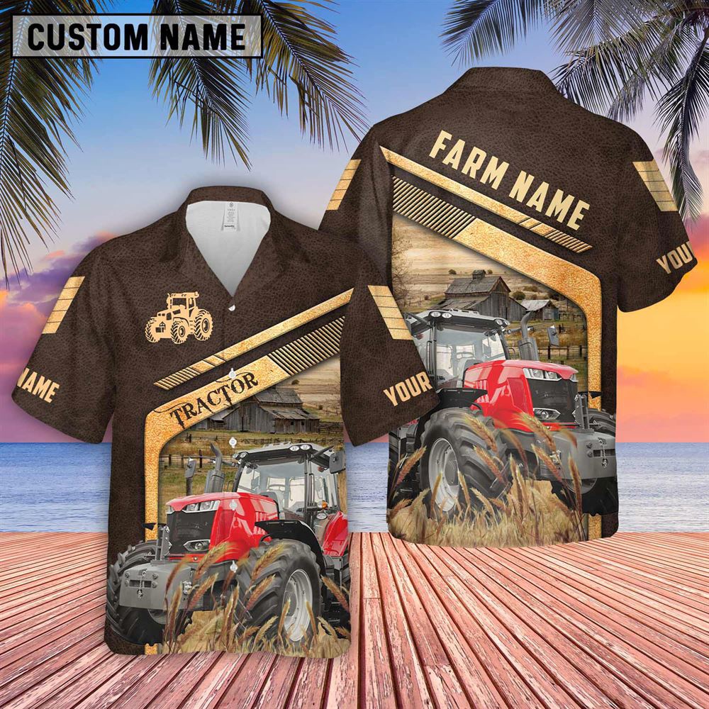 Farm Hawaiian Shirt Red Tractor Brown Pattern Customized Name 3D Hawaiian Shirt Animal Hawaiian Shirt 2 gedxwn.jpg Farm Hawaiian Shirt Red Tractor Brown Pattern Customized Name 3D Hawaiian Shirt Animal Hawaiian Shirt 2 gedxwn.jpg
