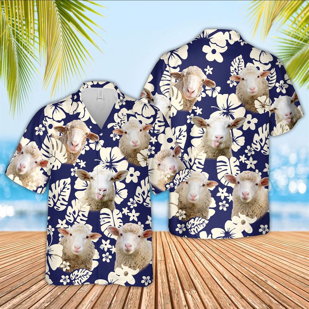 Farm Hawaiian Shirt Sheep Flower Blue Pattern 3D Hawaiian Shirt Animal Hawaiian Shirt 1 bmdw1n.jpg Farm Hawaiian Shirt Sheep Flower Blue Pattern 3D Hawaiian Shirt Animal Hawaiian Shirt 1 bmdw1n.jpg