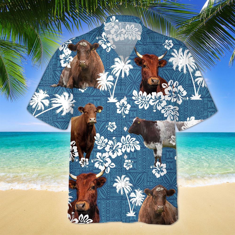 Farm Hawaiian Shirt Shorthorn Blue Tribal All Over Printed 3D Hawaiian Shirt Animal Hawaiian Shirt 1 txlmiy.jpg