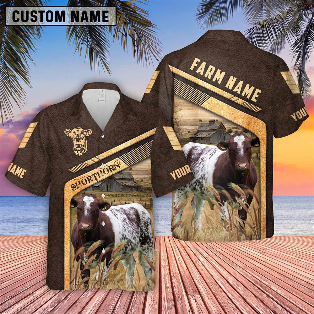Farm Hawaiian Shirt Shorthorn Brown Pattern Customized Name 3D Hawaiian Shirt Animal Hawaiian Shirt 2 yqcqst.jpg Farm Hawaiian Shirt Shorthorn Brown Pattern Customized Name 3D Hawaiian Shirt Animal Hawaiian Shirt 2 yqcqst.jpg