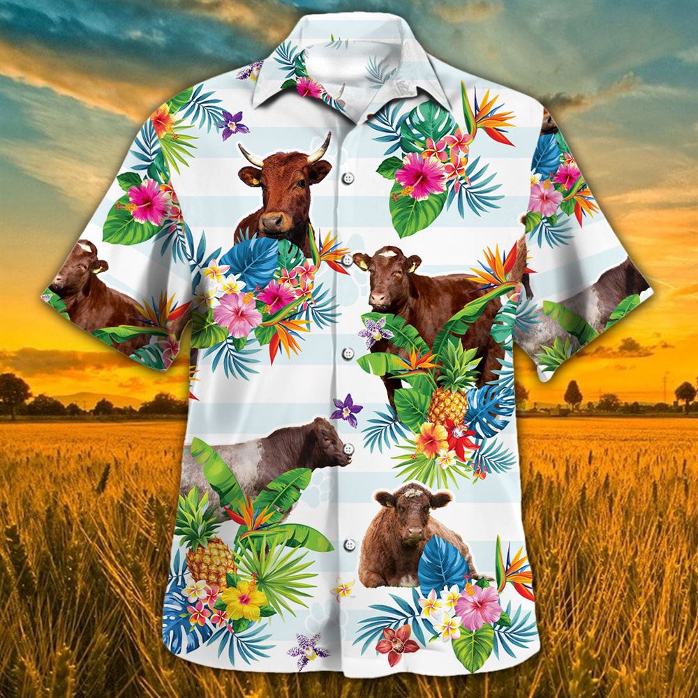 Farm Hawaiian Shirt Shorthorn Hawaiian Theme Plants Pineapple All Over Printed 3D Hawaiian Shirt Animal Hawaiian Shirt 1 txqrmm.jpg
