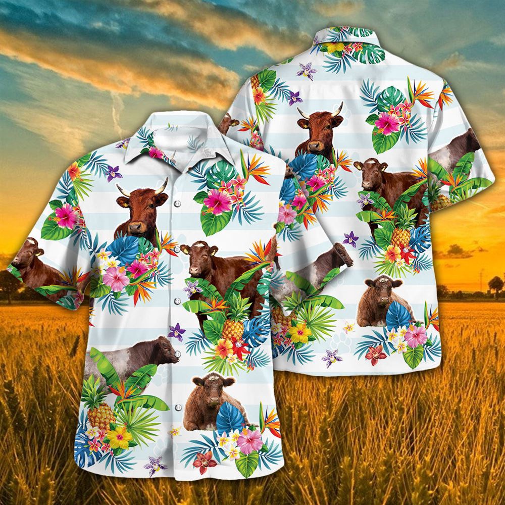 Farm Hawaiian Shirt Shorthorn Hawaiian Theme Plants Pineapple All Over Printed 3D Hawaiian Shirt Animal Hawaiian Shirt 3 xmkajx.jpg