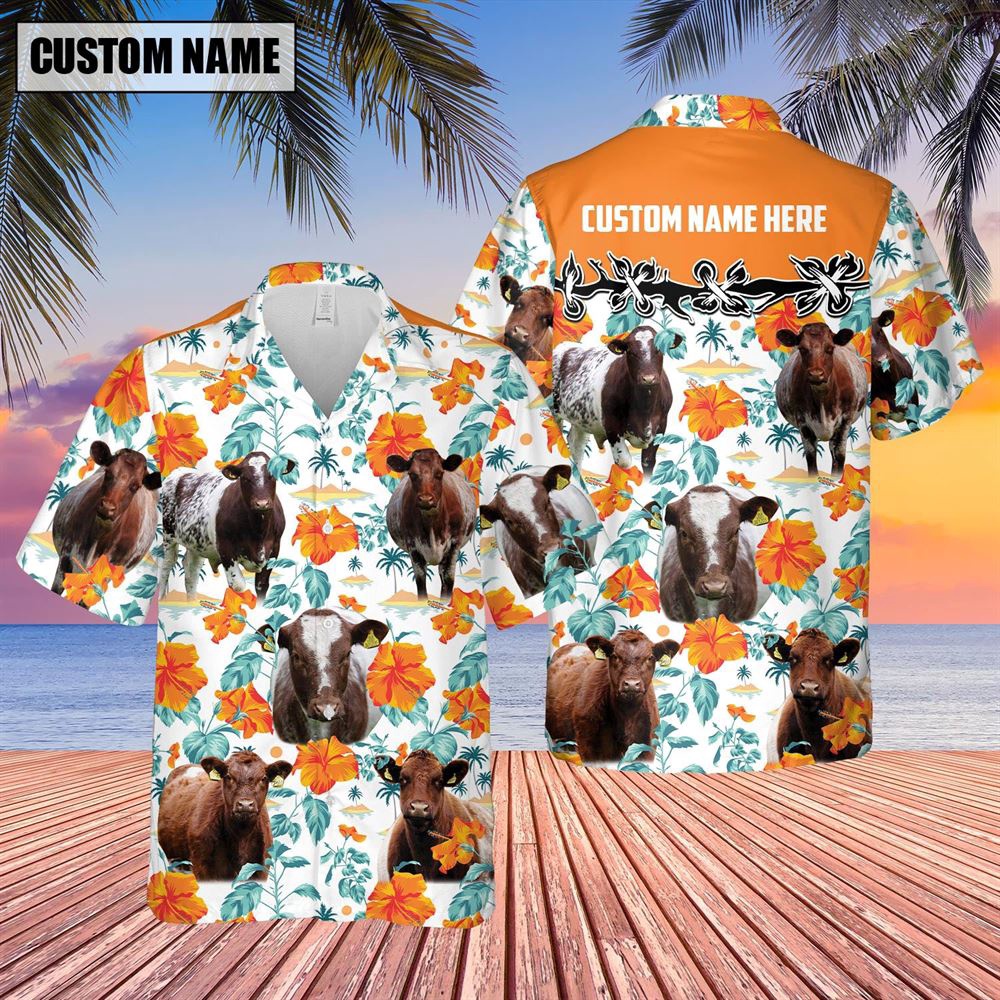 Farm Hawaiian Shirt Shorthorn Hibiscus Floral Custom Name 3D Hawaiian Shirt Animal Hawaiian Shirt 2 swi1b4.jpg Farm Hawaiian Shirt Shorthorn Hibiscus Floral Custom Name 3D Hawaiian Shirt Animal Hawaiian Shirt 2 swi1b4.jpg