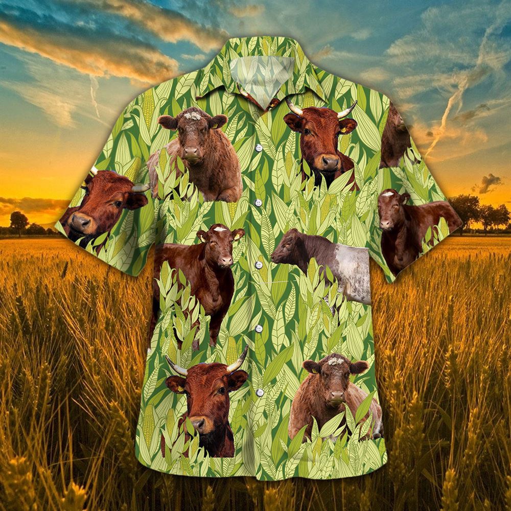 Farm Hawaiian Shirt Shorthorn In Green Corn Field All Over Printed 3D Hawaiian Shirt Animal Hawaiian Shirt 1 hwei9k.jpg