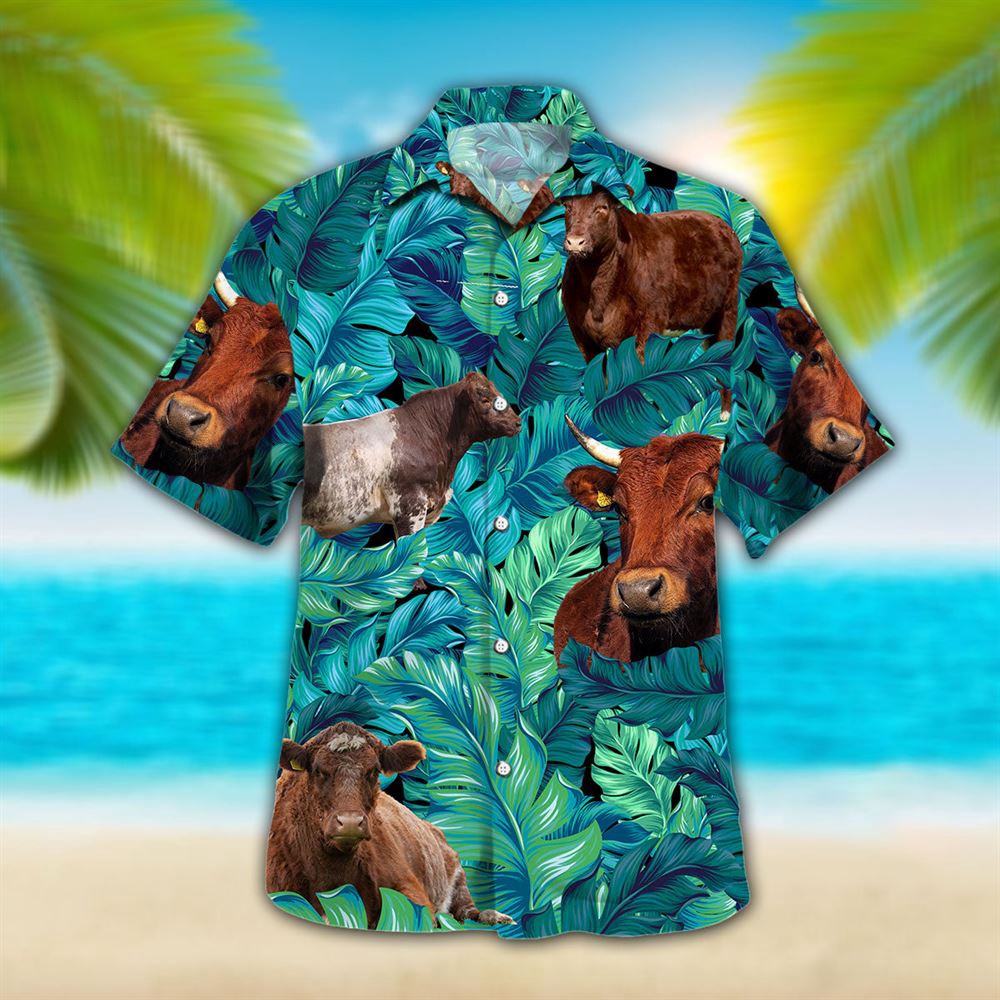 Farm Hawaiian Shirt Shorthorn Tropical Hawaiian Palm Leaves All Over Printed 3D Hawaiian Shirt Animal Hawaiian Shirt 1 ajaipt.jpg
