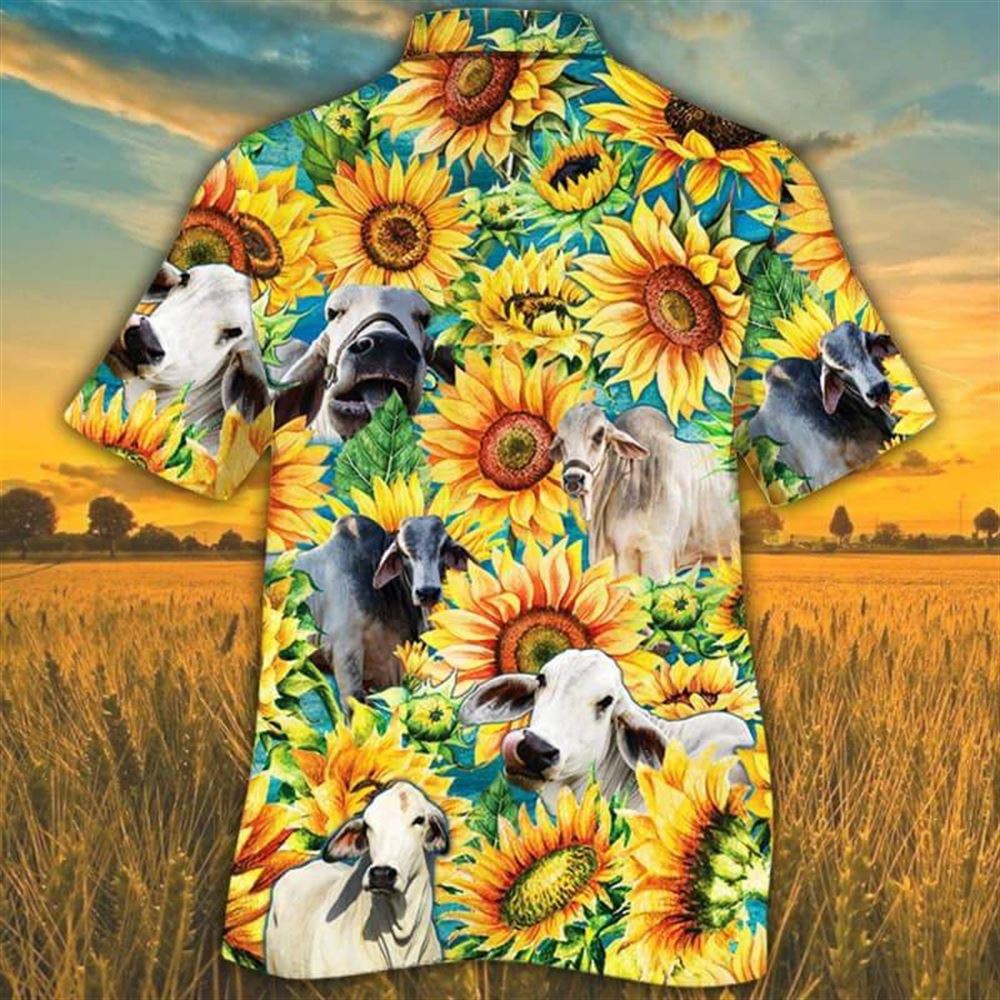 Farm Hawaiian Shirt Sunflower Brahman Cattle All Printed 3D Hawaiian Shirt Animal Hawaiian Shirt 2 nffbrh.jpg Farm Hawaiian Shirt Sunflower Brahman Cattle All Printed 3D Hawaiian Shirt Animal Hawaiian Shirt 2 nffbrh.jpg