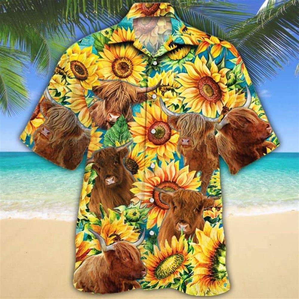 Farm Hawaiian Shirt Sunflower Highland Cattle All Printed 3D Hawaiian Shirt Animal Hawaiian Shirt 1 d1la78.jpg Farm Hawaiian Shirt Sunflower Highland Cattle All Printed 3D Hawaiian Shirt Animal Hawaiian Shirt 1 d1la78.jpg