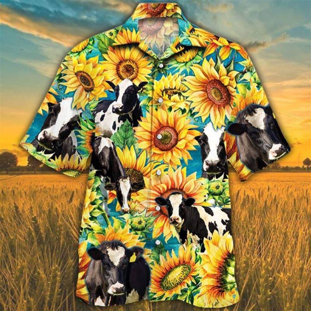 Farm Hawaiian Shirt Sunflower Holstein Friesian Cattle All Printed 3D Hawaiian Shirt Animal Hawaiian Shirt 1 wluu10.jpg Farm Hawaiian Shirt Sunflower Holstein Friesian Cattle All Printed 3D Hawaiian Shirt Animal Hawaiian Shirt 1 wluu10.jpg