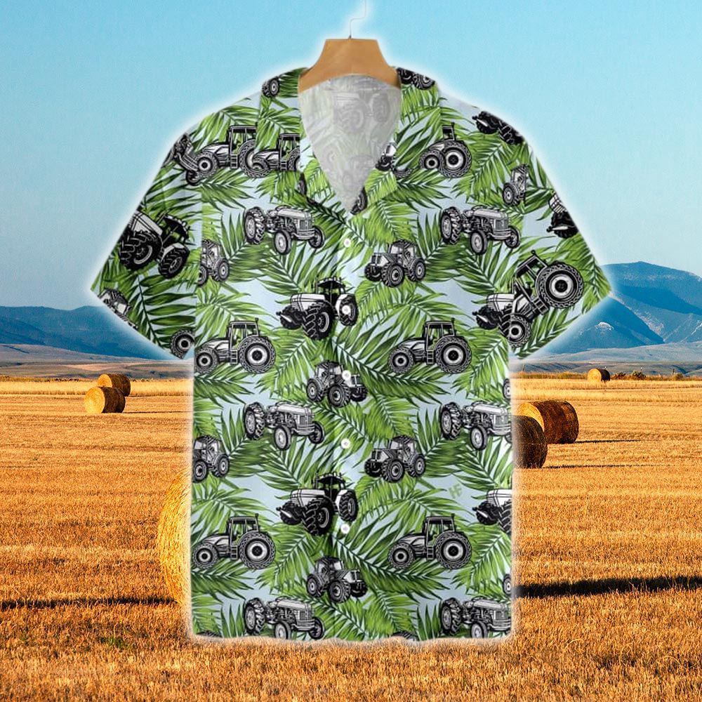 Farm Hawaiian Shirt Tractors Tropical Leaves All Over Printed 3D Hawaiian Shirt Animal Hawaiian Shirt 1 wu3as9.jpg