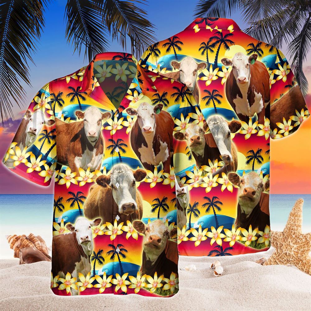 Farm Hawaiian Shirt Vintage Hereford Tropical Sunset Hibiscus And Palm Tree All Over Printed 3D Hawaiian Shirt Animal Hawaiian Shirt 1 vi1u1x.jpg Farm Hawaiian Shirt Vintage Hereford Tropical Sunset Hibiscus And Palm Tree All Over Printed 3D Hawaiian Shirt Animal Hawaiian Shirt 1 vi1u1x.jpg
