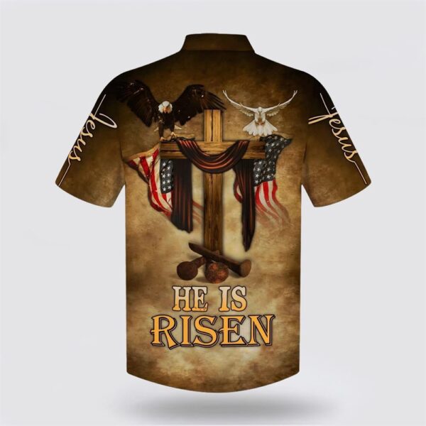 Christian Hawaiian Shirt, He Is Risen Eagle Cross Hawaiian Shirt, Religion Hawaiian Shirt