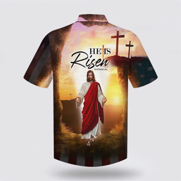 Christian Hawaiian Shirt, He Is Risen Hawaiian Shirt, Jesus Leaves The Tomb Hawaiian Shirt, Religion Hawaiian Shirt