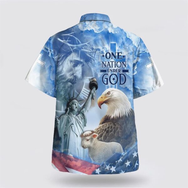 Christian Hawaiian Shirt, Jesus And Eagle One Nation Under God Hawaiian Shirt, Religion Hawaiian Shirt