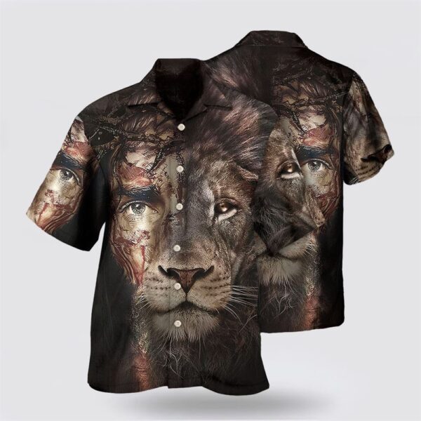 Christian Hawaiian Shirt, Jesus And Lion 2 Hawaiian Shirt, Religion Hawaiian Shirt
