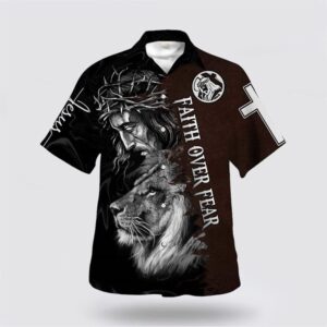 Jesus And Lion Bible Verse Faith Over Fear Hawaiian Shirt Christian Hawaiian Shirt Religious Aloha Shirt 1 m3zogs.jpg