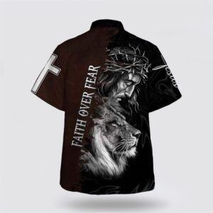 Jesus And Lion Bible Verse Faith Over Fear Hawaiian Shirt Christian Hawaiian Shirt Religious Aloha Shirt 2 z7psat.jpg