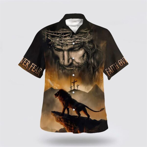 Christian Hawaiian Shirt, Jesus And Lion Hawaiian Shirt, Christian 1 Hawaiian Shirt, Religion Hawaiian Shirt