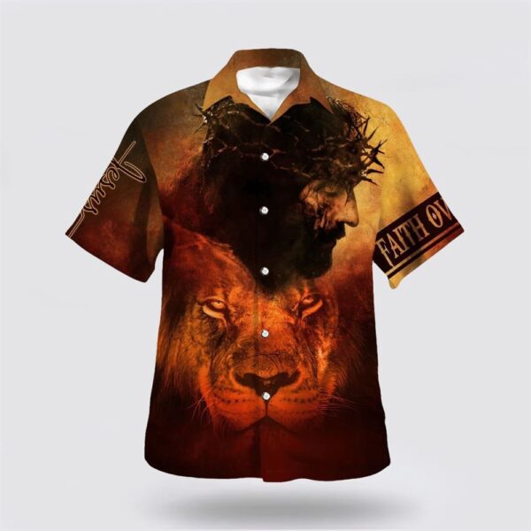 Christian Hawaiian Shirt, Jesus And Lion Hawaiian Shirt, Religion Hawaiian Shirt