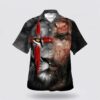 Christian Hawaiian Shirt, Jesus And Lion Let Your Faith Be Bigger Than Your Fear Hawaiian Shirt, Religion Hawaiian Shirt