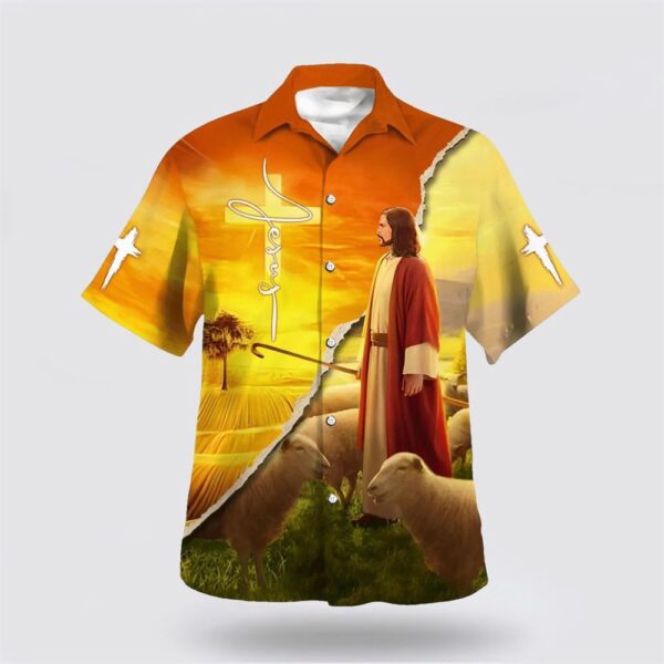Christian Hawaiian Shirt, Jesus And The Lamb Hawaiian Shirt, Religion Hawaiian Shirt